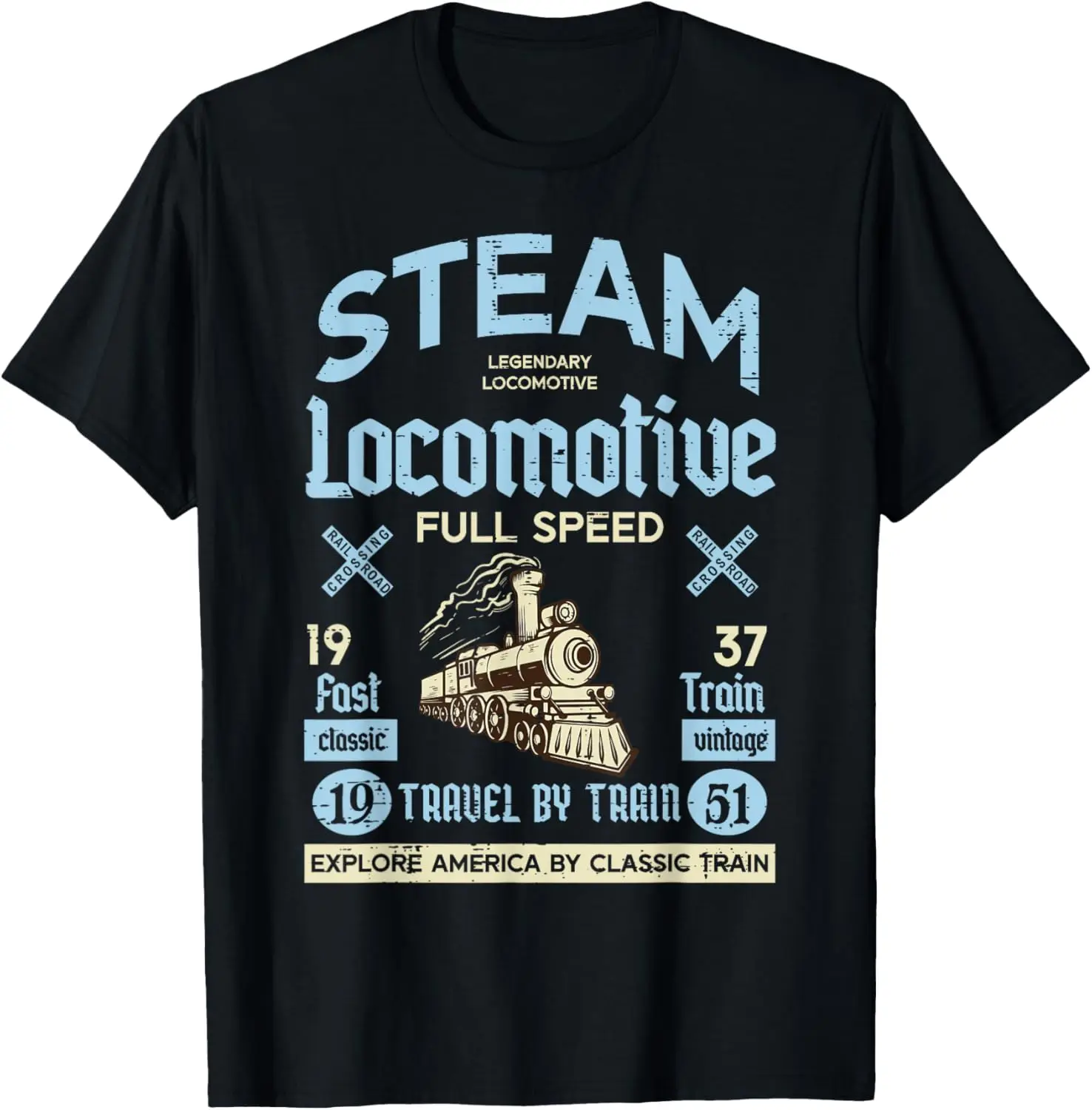 Steam Locomotive 1937 Train Vintage Men Women Kids Boys Teen T-Shirt