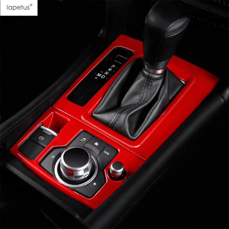 Red Accessories For Mazda 3 2014 - 2018 Window Lift Wheel Gear Panel Dashboard AC Air Handle Bowl Water Cup Holder Cover Trim