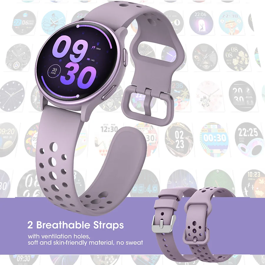 Reloj inteligente para mujer, rastreador de actividad con pantalla ultraclara para iPhone/Android, más de 110 modos deportivos, morado