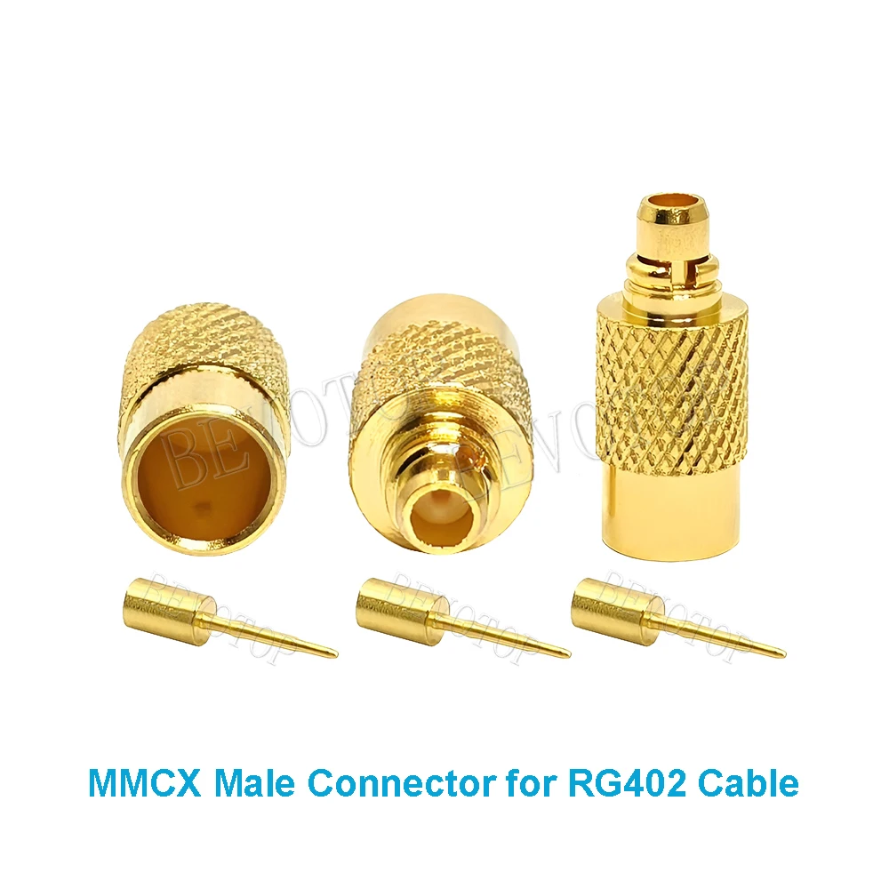 10PCS MMCX Male Plug Straight RG402 50-3 Cable Gold Plated Copper PTFE MMCX Male needle RF Connector Adapter