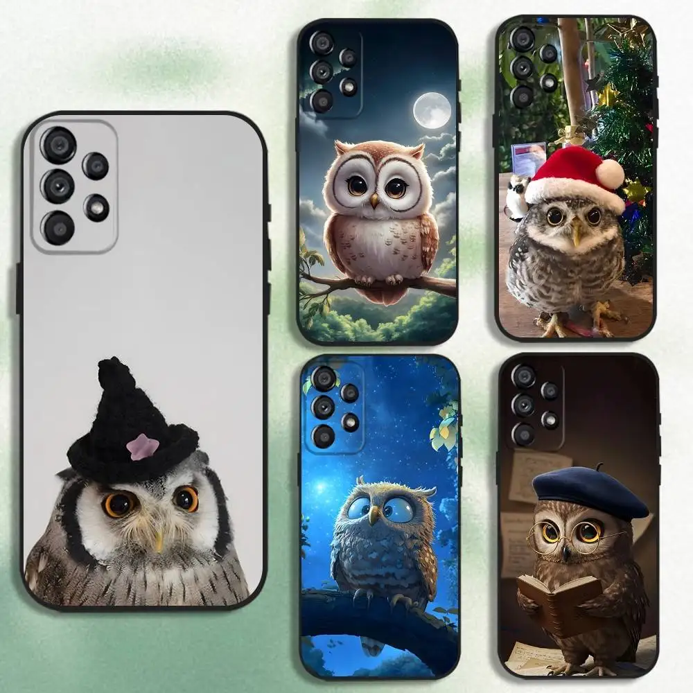 

Cute Owl Phone Case For Samsung Galaxy A20,A21s,A22,A31,A32,A52,A53,A72,73,A80 Soft Black Cover
