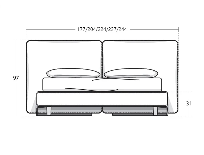 เตียงผ้าแบบมินิมอล ขนาด 1.8 เมตร เตียงคู่ สำหรับห้องนอนในวิลล่าหรือโรงแรม เตียงหนัง