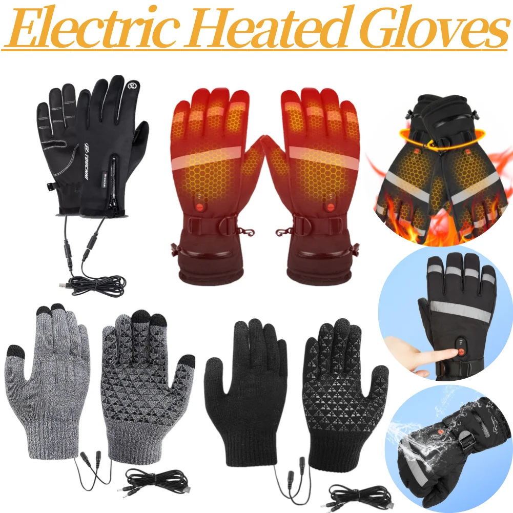 Electric Heated Gloves Waterproof Winter Gloves Skiing Motorcycle Cycling Gloves for Snowboard Cycling Motorcycle Ski Outdoor