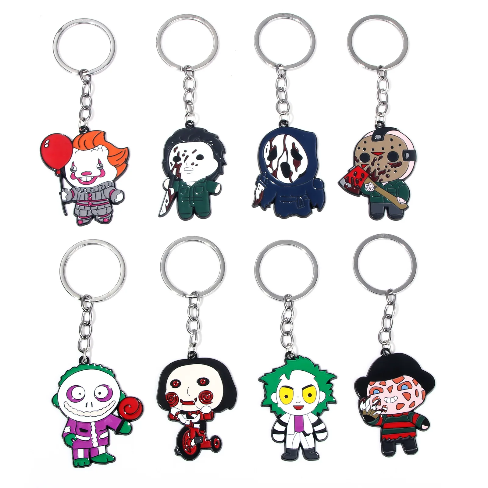 Classical Horror Keychains Halloween Charm Metal Pendant Gifts Sally Jack Keyrings Cartoon Figure Handbag Car Jewelry Accessorie