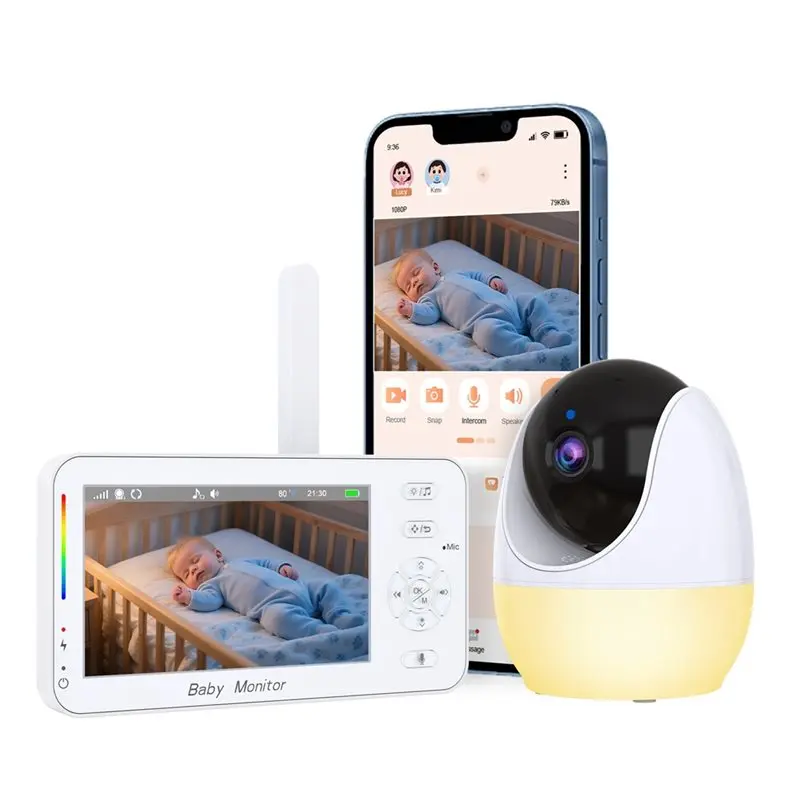 A92Z Auto Tracking PTZ Function, 4.3 Inch Screen Video Baby Monitor, Wifi Control, Night Vision For Pet And Baby Surveillance