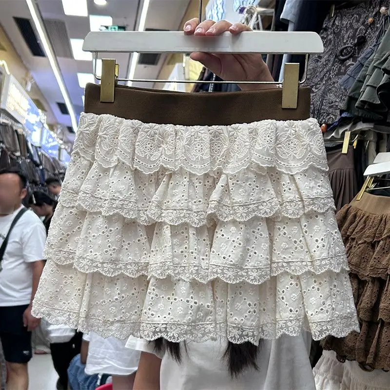 cotton lace crochet chic tiered skirt
