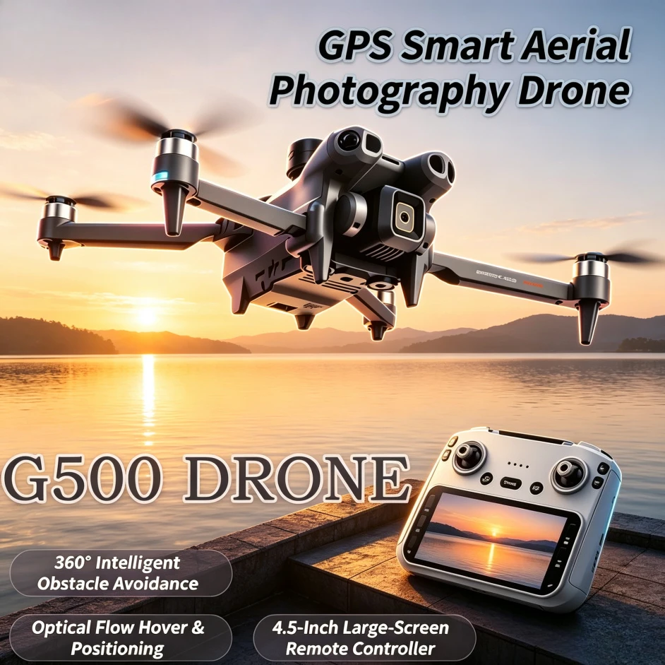 Original G500 Foldable Drone 4.5 Inch Screen RC QuadcopterGPS Optical Flow Obstacle Avoidance Dual WiFi Aerial Photography Drone