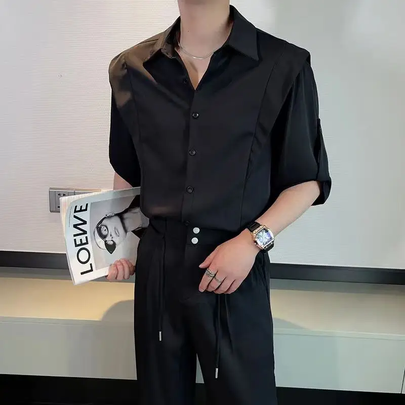 Summer Light Mature Style High-end Fashion Casual Short-sleeved Shirt Handsome Draped Loose Versatile Men's Clothing
