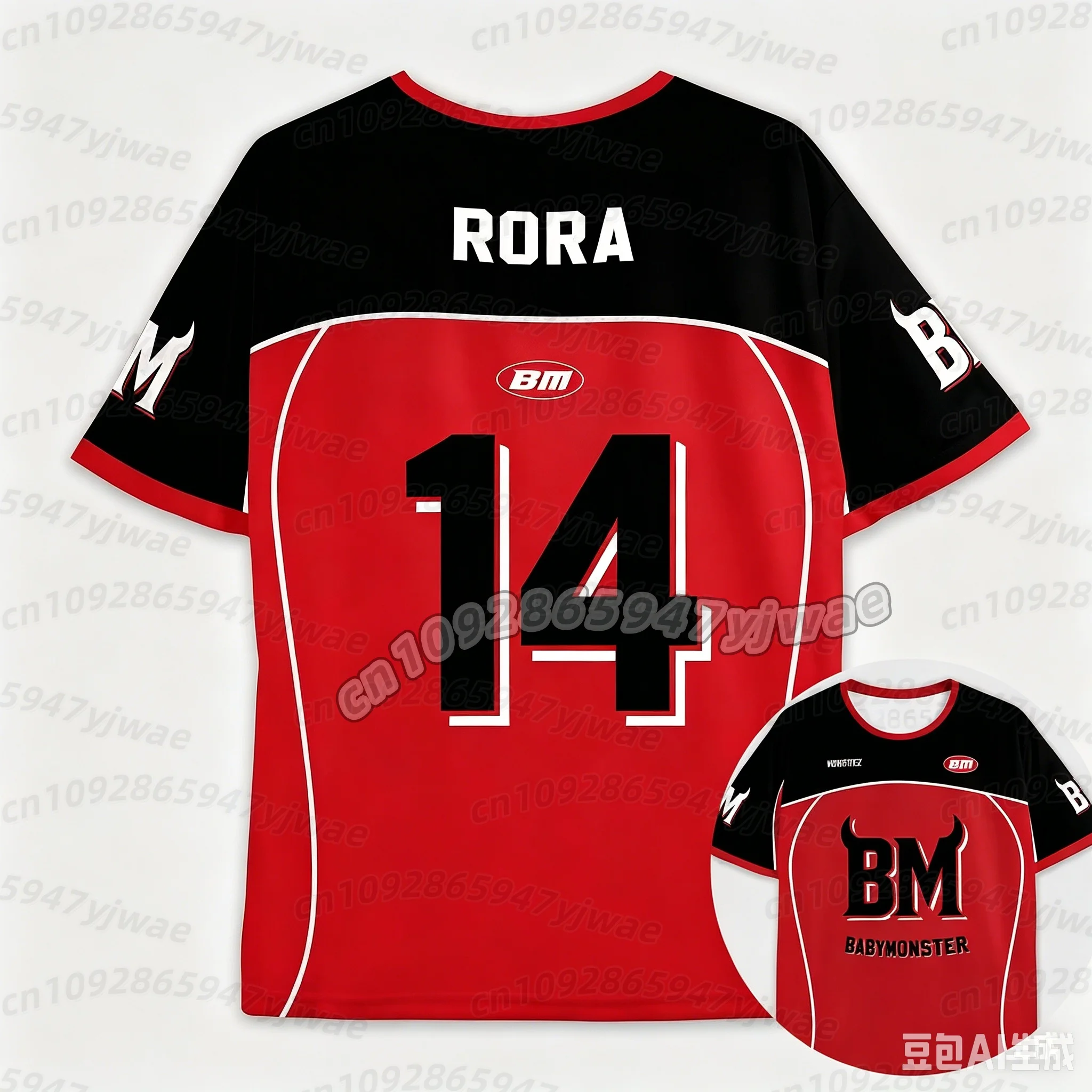 2026  Y2K Men's Women's Kpop Fans Jersey BABYMONSTER Youth Round Neck Breathable Quick Drying Jersey name tag T-shirt