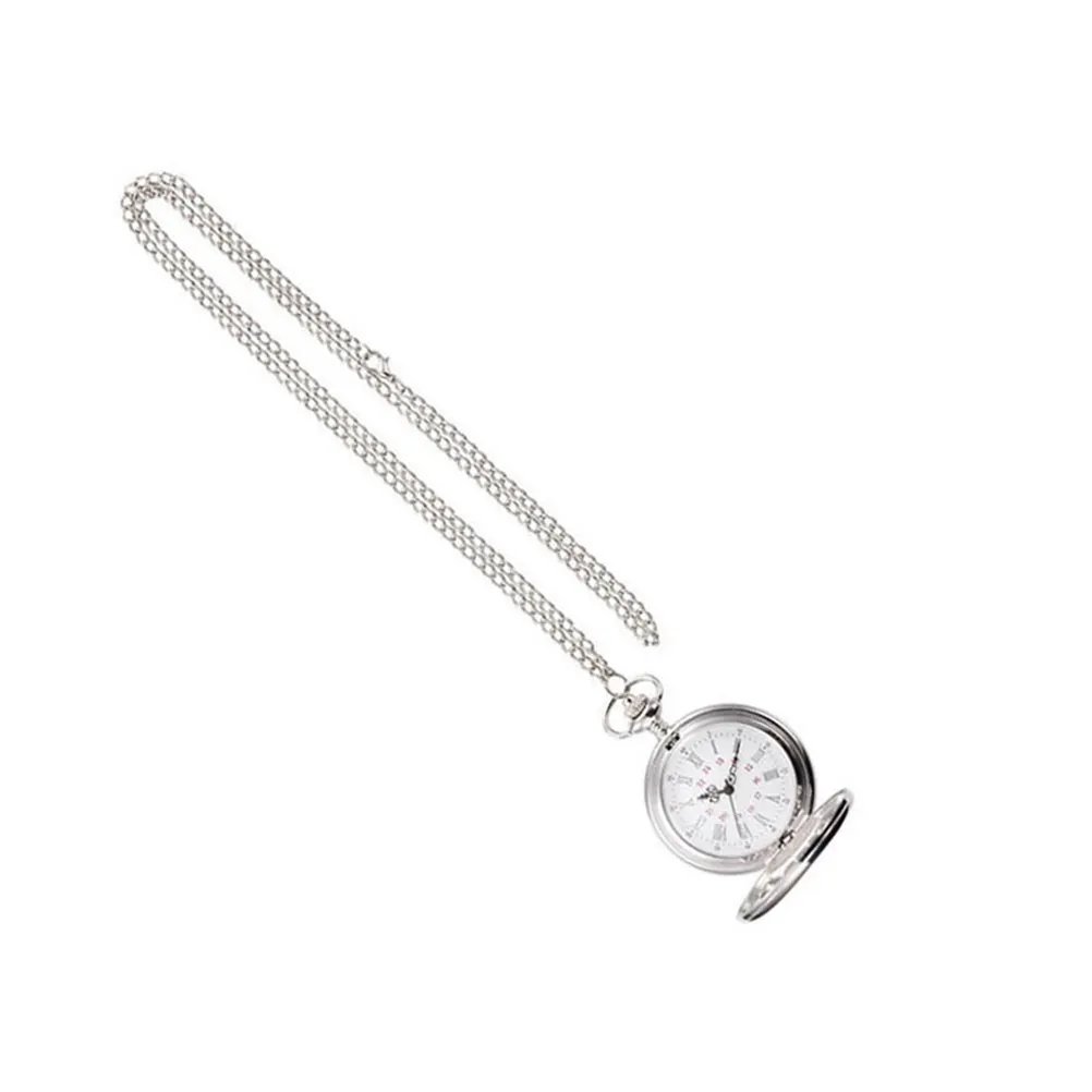 Fashionable Pocket Watch Retro Zinc Alloy Body Quartz Movement Crystal Clear Glass Elegant Lightweight Design Silver