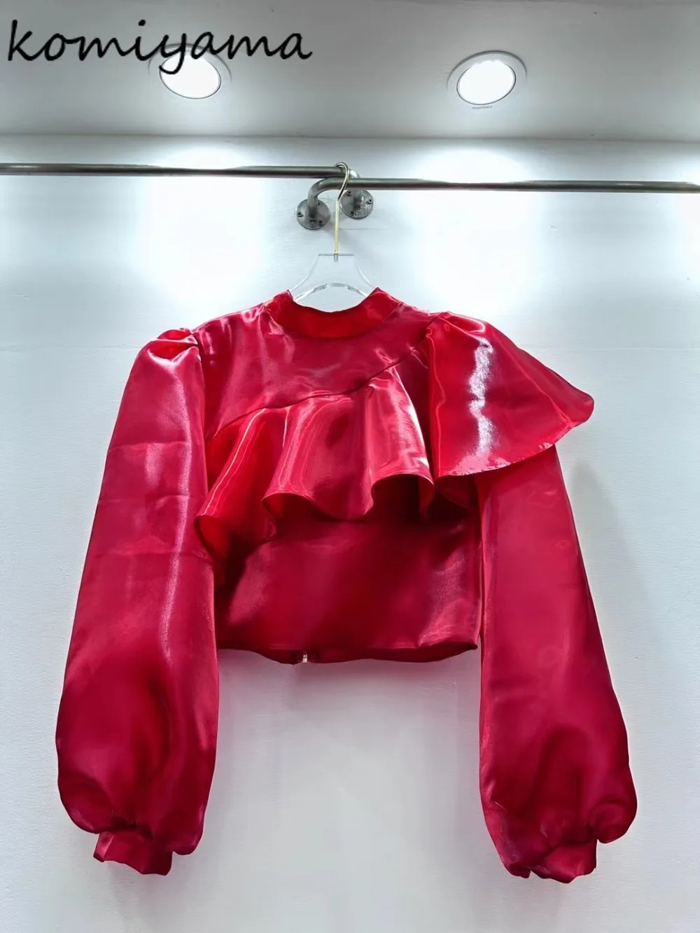 

Irregular Ruffles Woman 2025 Shirts & Blouses Stand Collar Blusas Long Sleeve Ropa De Mujer Autumn New Camisas Chic Clothing
