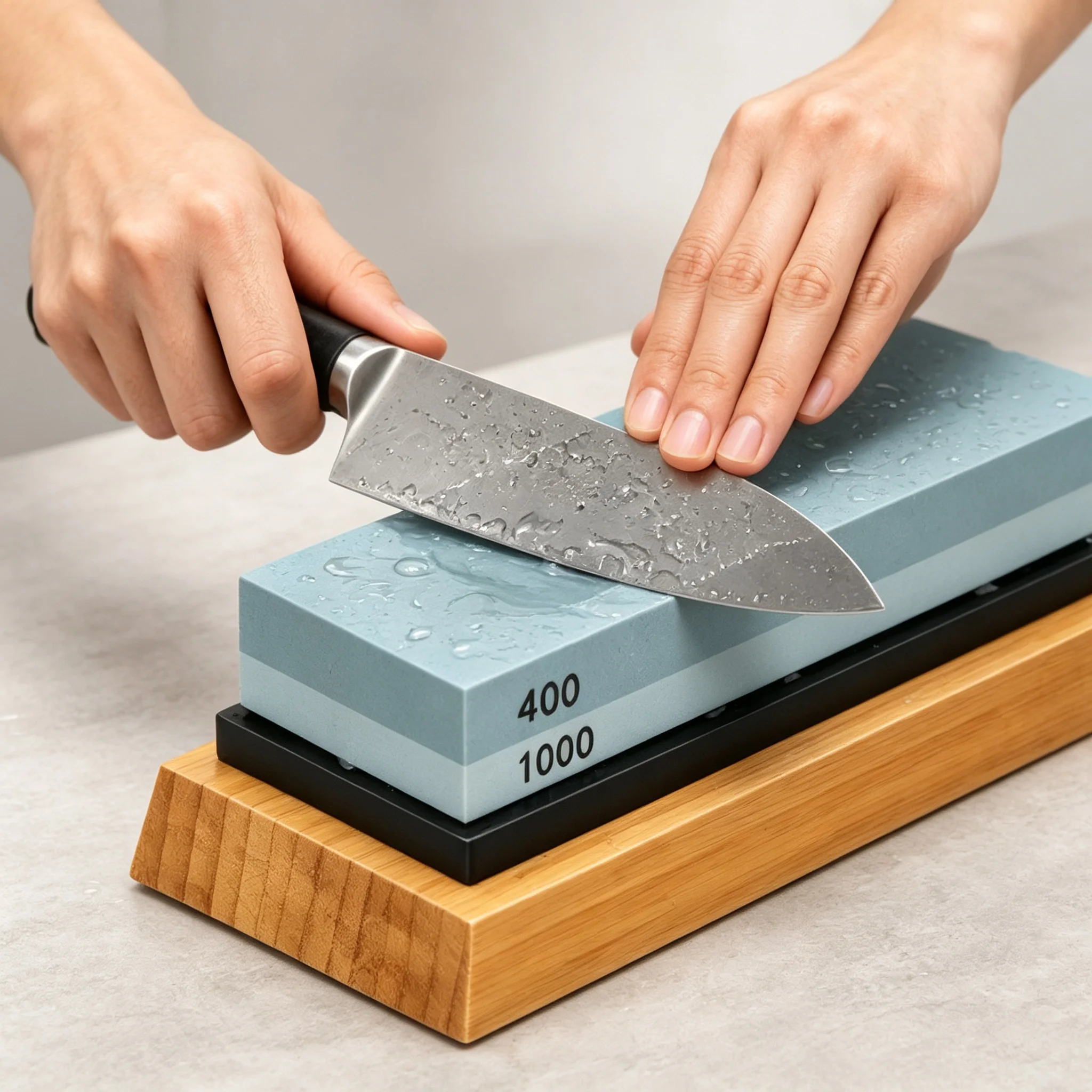 Whetstone Knife Sharpening Kit, Professional Knife Sharpening Stone Set with Base, Leather Strop and Angle Guide for Kitchen Kni