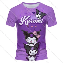 Disney Kuromi Cute Cartoon Animal Printed Girls T Shirt Summer Birthday Party Kids Short Sleeve T-shirts Fashion Kids Clothing