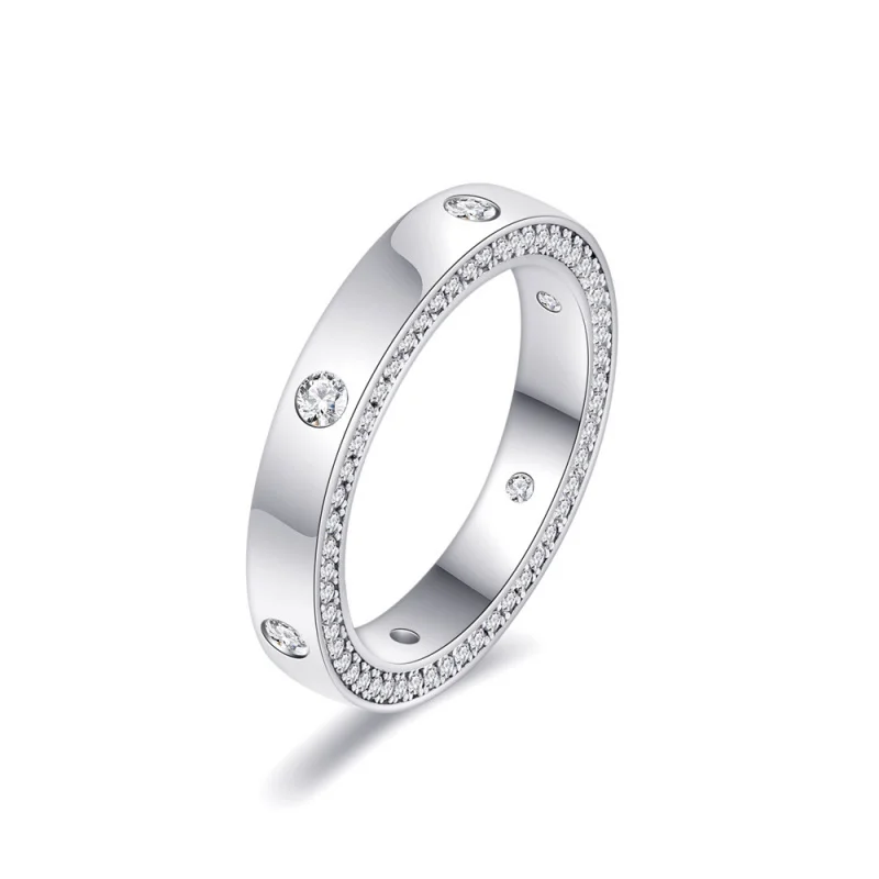 Full diamond-set ringS925Sterling Silver Plated18KGold Fashion Jewelry6Custom diamond wedding rings