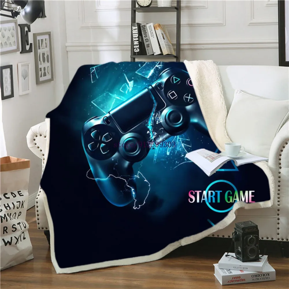 Kids Gamepad Game 3D Print Throw Blanket Boys Cartoon Gaming Fleece Blanket For Beds Home Textiles Luxury Adult Kids Gift Warm