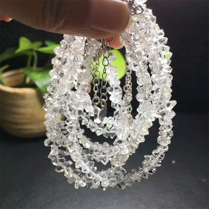 Natural High Quartz Herkimer Diamond Bracelet Luxury Jewelry Adjustable Chain Quartz Crystal Stone Bangle For Women Gift 1pc