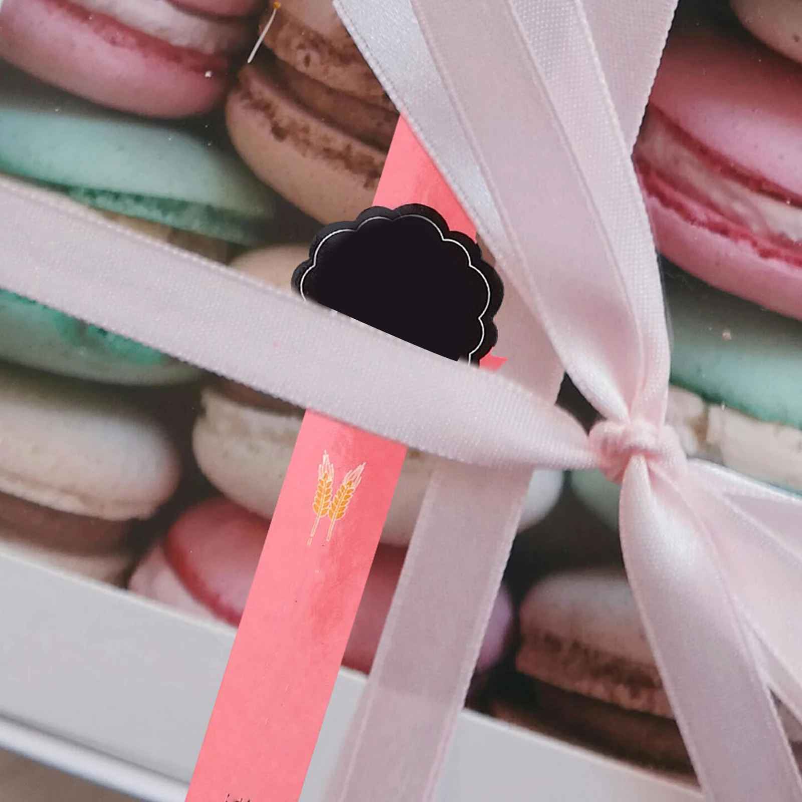 

100pcs Adhesive Stickers Baking Packaging Sealing Food Bag Pink Pastry Cake Creative Pattern Smooth Long Safe Compact Storage