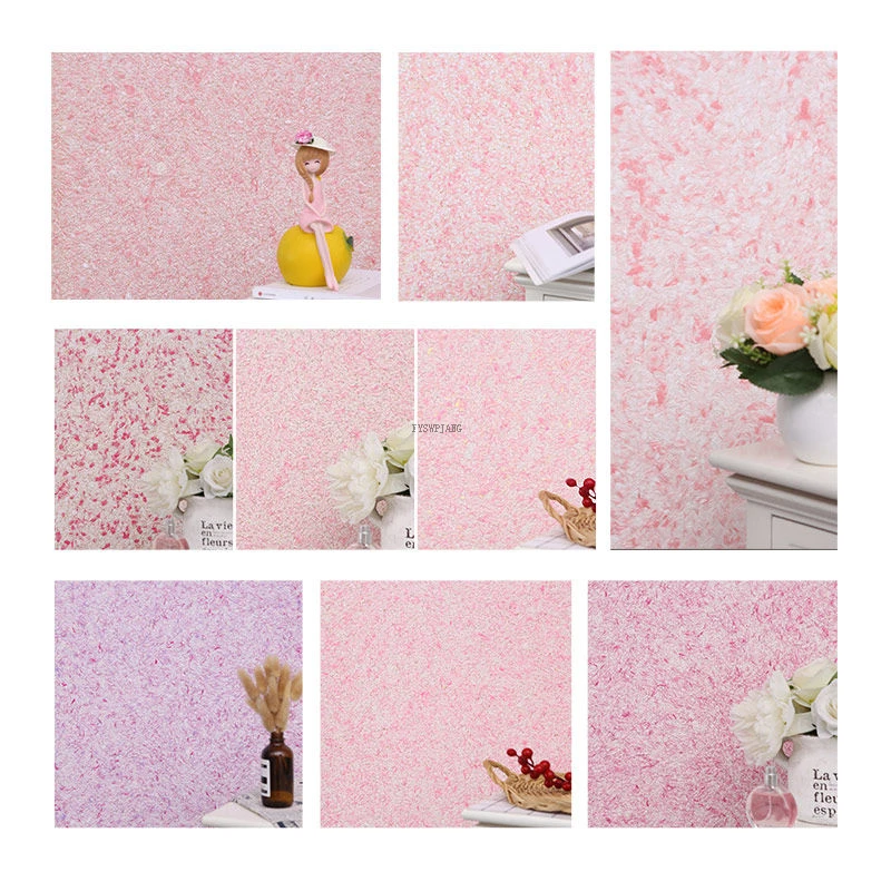 Pink Plant Fiber Wall Clothes Home Decoration Paint Wall Covering Wall Treatment Wall Mud Wall Protective Film Liquid Wallpaper