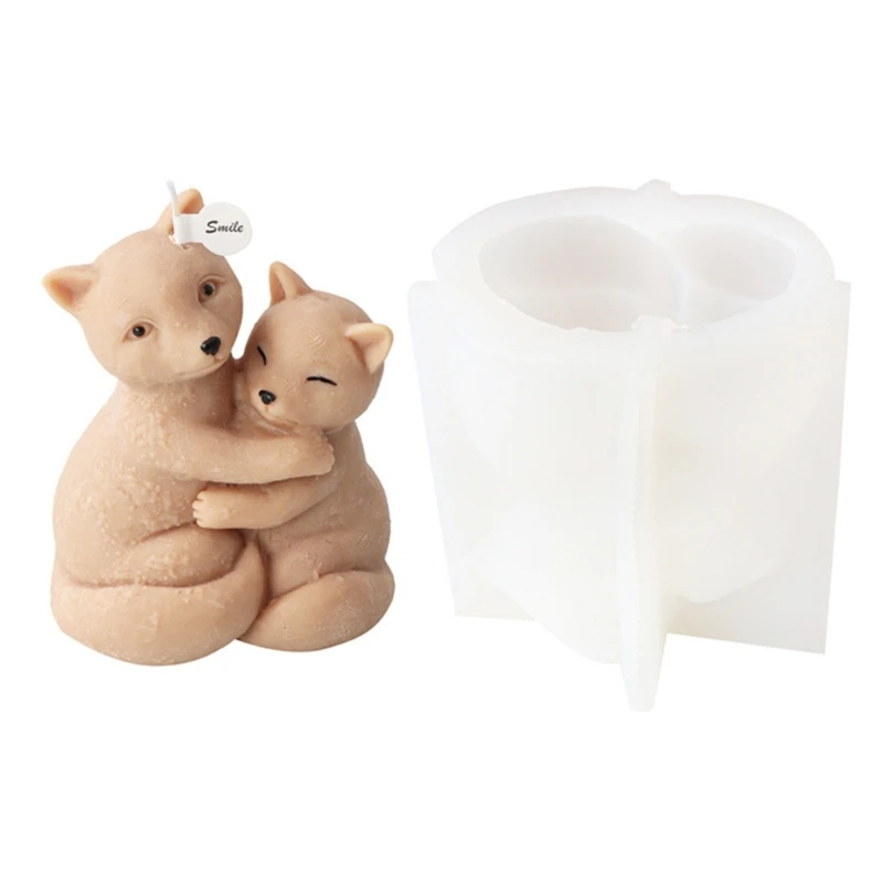 Hug Foxes Mold Bear Scented Candles Silicone Mold Dropship