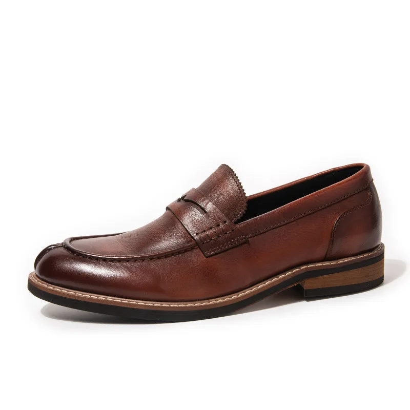 YETTIES Men's Top Grain Leather Vintage Burnished Dress Shoes | New Business Casual Classic Handcrafted Formal Oxfords - view 3