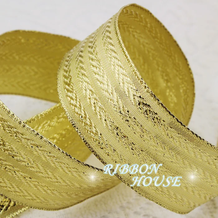 (5 Yards/roll)4cm Wide Gold Embossed Ribbon Gift Flower Package Festival Party Wedding Decoration Handicraft Production Bow