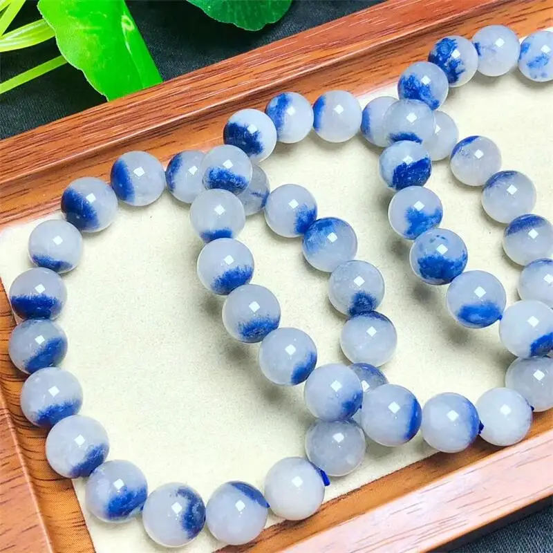 8mm Natural Dumortierite Bracelet Crystal Round Beads Blue Bracelets For Women Men Natural Rutilated Quartz Bracelet 1PCS