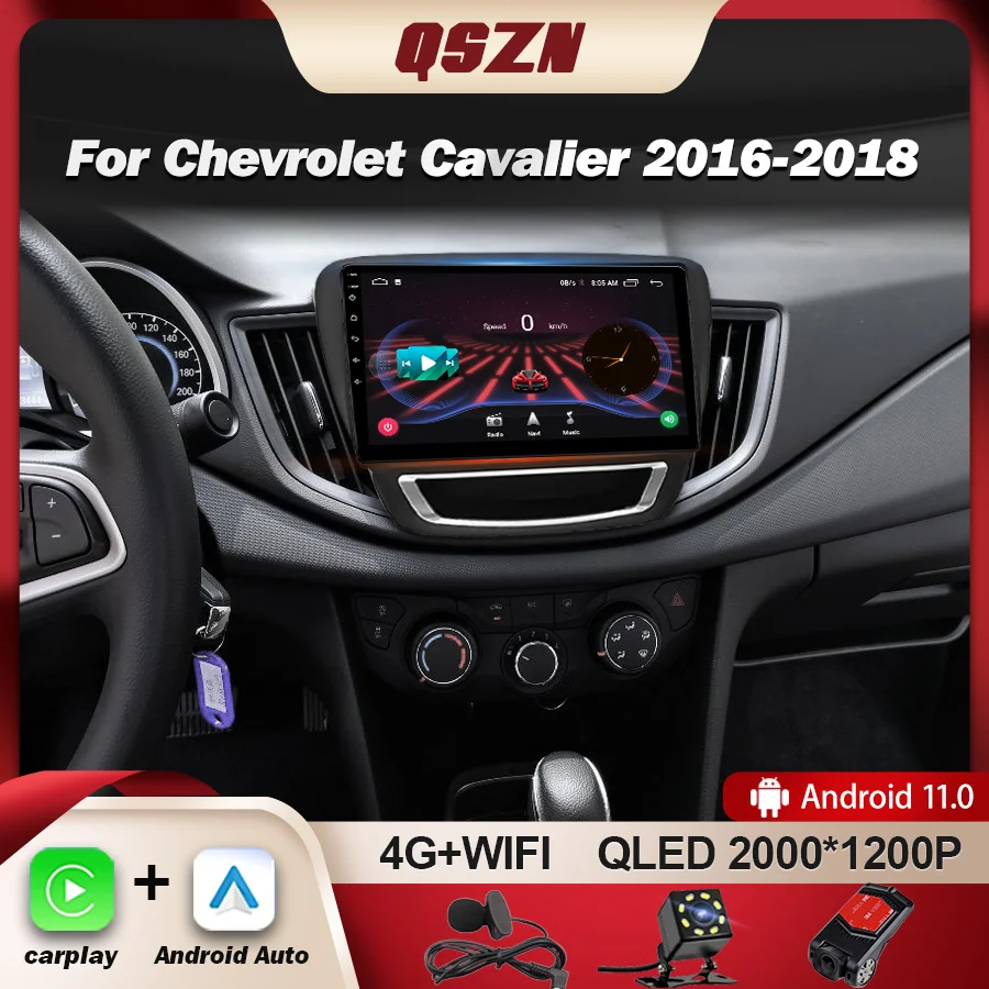 

QSZN For Chevrolet Cavalier 2016 2017 2018 Car Radio Multimedia Stereo Navigation GPS 4G WIFI Auto Carplay Android 13 Unit Head