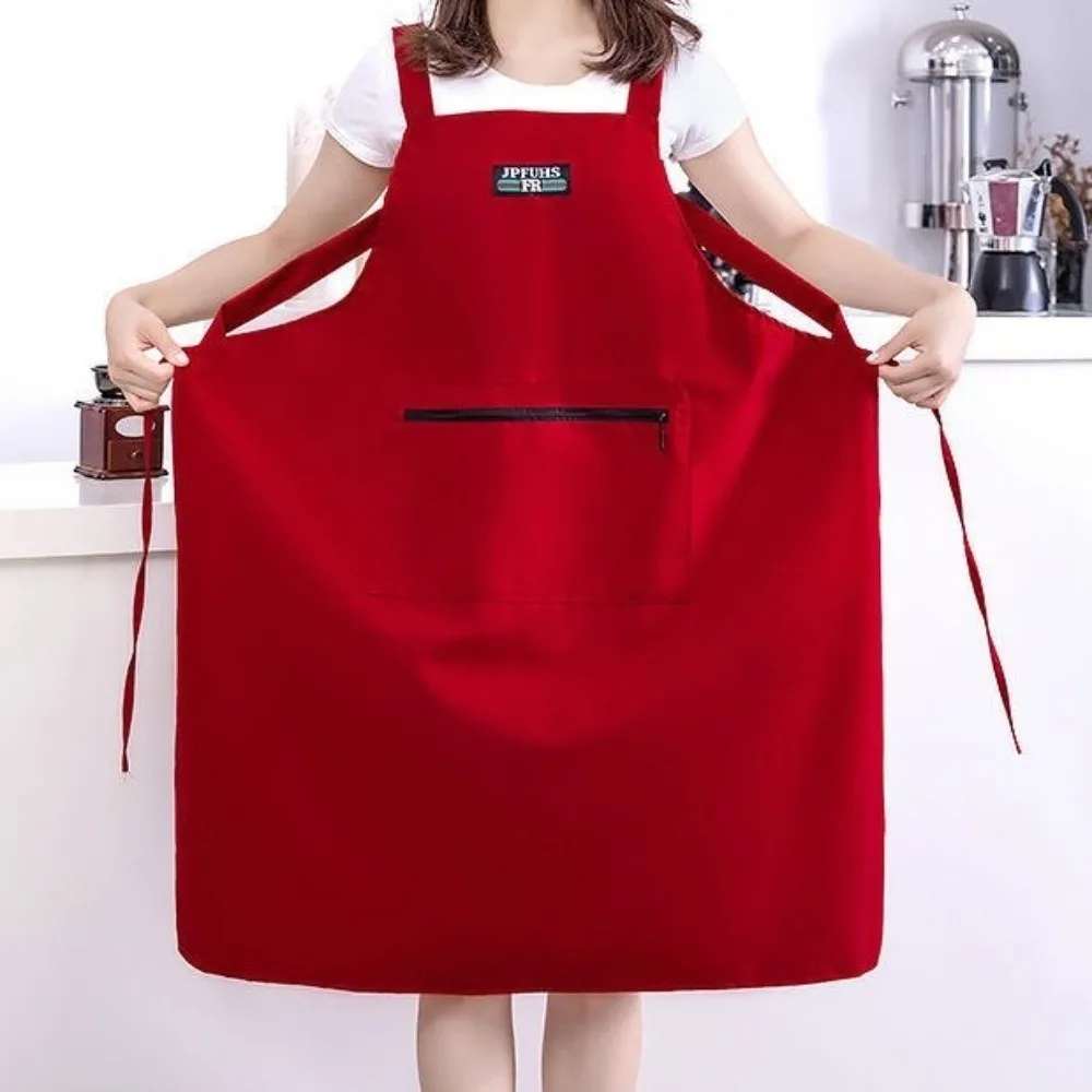 New Waterproof Cooking Apron Large Pockets Oil Proof Baking Aprons Breathable Solid Color Cafe Overalls for Catering Work