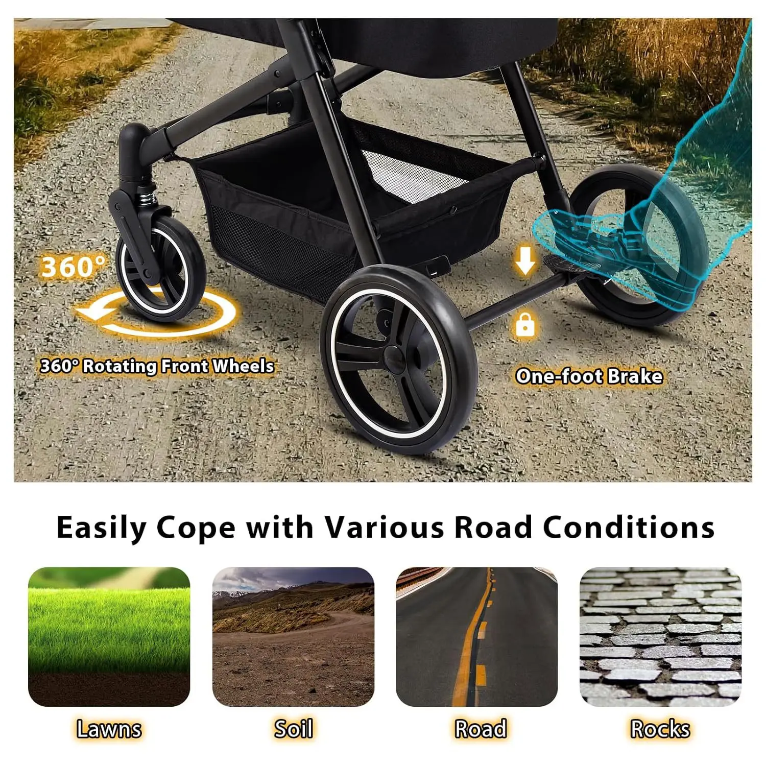 Pet Dog Stroller with 4 Wheels Foldable Puppy Stroller Rotary Travel Lightweight Breathable Pet Stroller For Small Medium Dogs