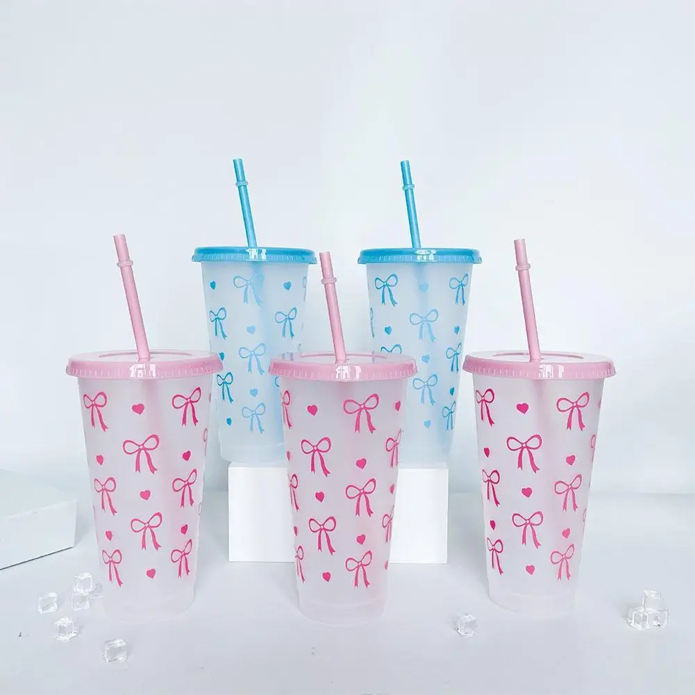 

5 шт., 24 унций, чашки в форме сердца с крышками и соломинкой, многоразовая бутылка для воды, вечерние чашки для холода, жесткая пластиковая чашка, свадебная вечеринка, летняя посуда для напитков