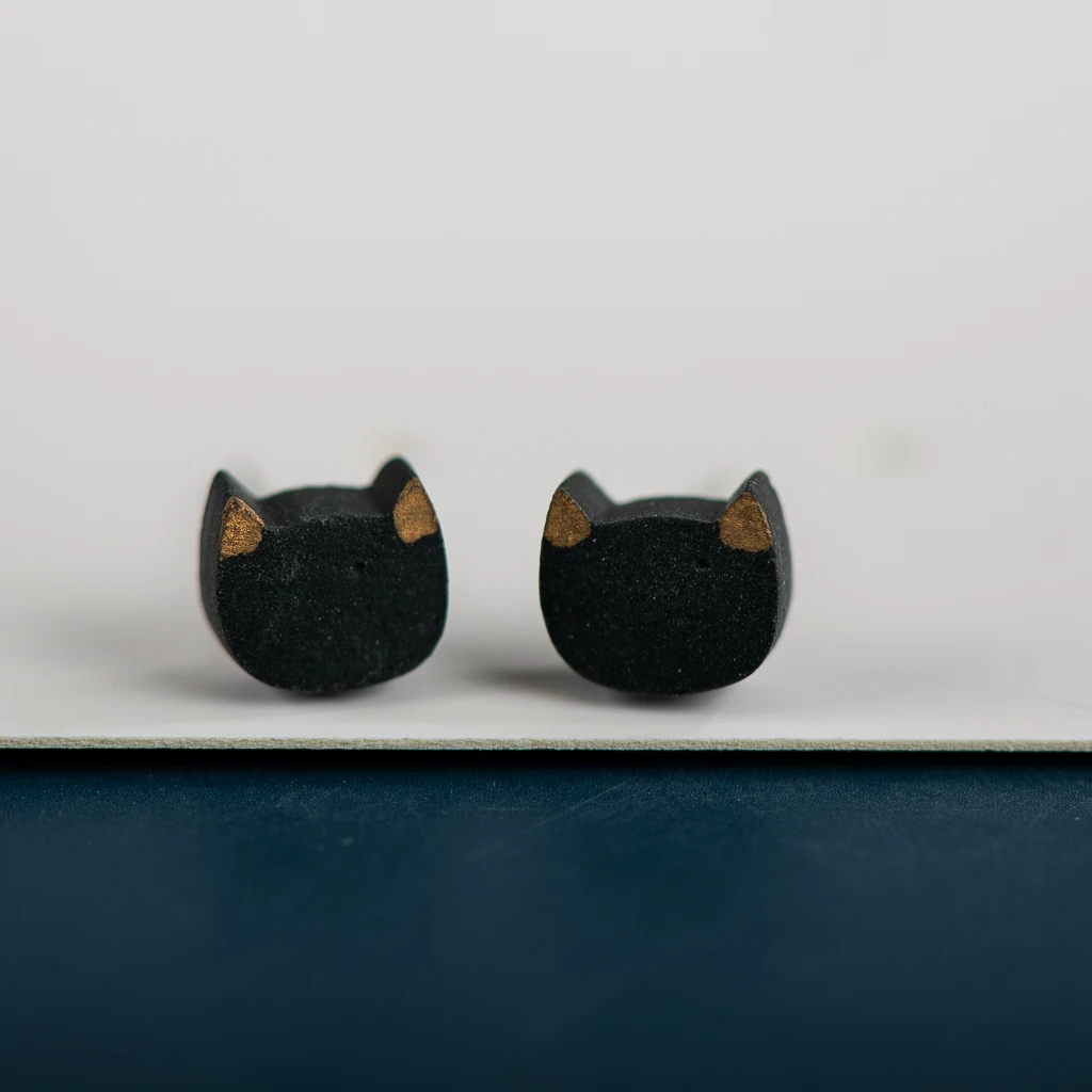 Vintage Black en Fine Ceramic Stud Earrings  Anti allergic Needle  Plated Porcelain Wholesale Gift Accessories #XN559