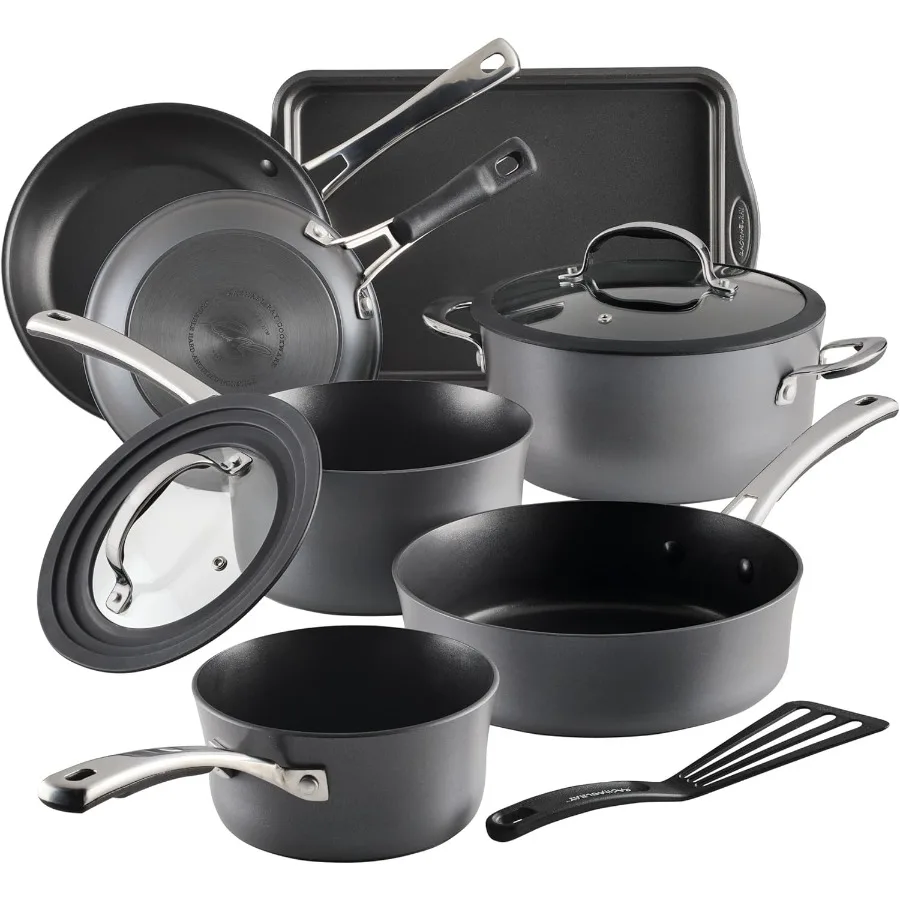 

Cook + Create Hard Anodized Nonstick Cookware Pots and Pan Set 10 Piece Black