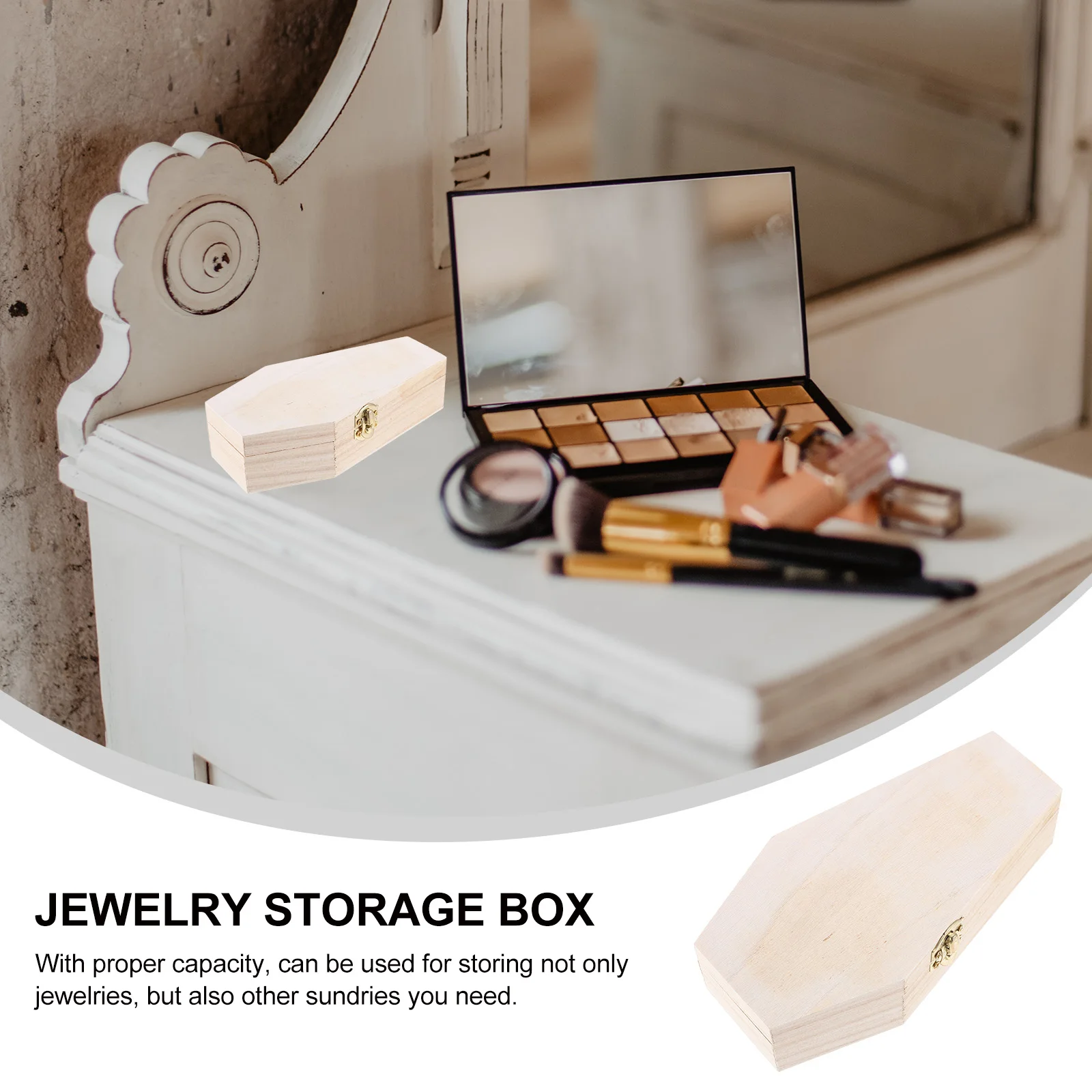 

Gothic Wooden Box Hexagonal Jewelry Storage Container Lightweight Natural Texture Sturdy Structure Proper Capacity