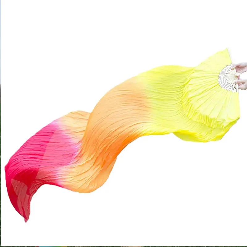 1pc Long Gradient Color Dance Ribbon Fans 150cm Length Imitation Silk Belly Dancing Fan Dance Props Dancer Practice