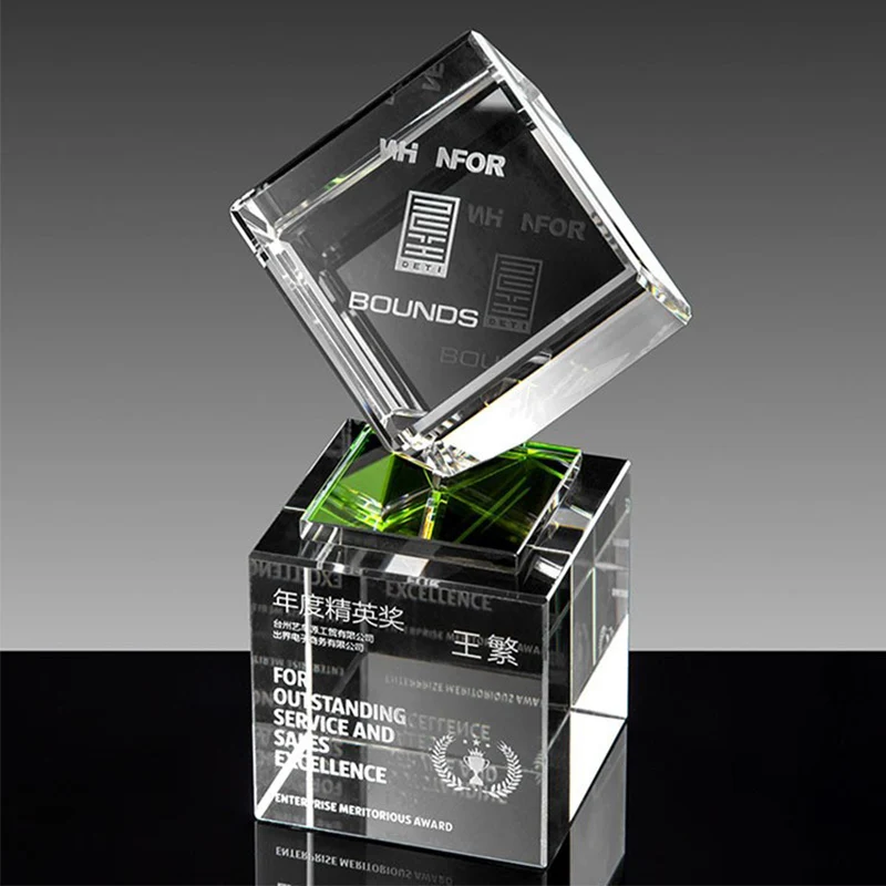 1pc Crystal Cube Trophy Award Customizable Business Gift Free Personalization for Various Awards Presentations