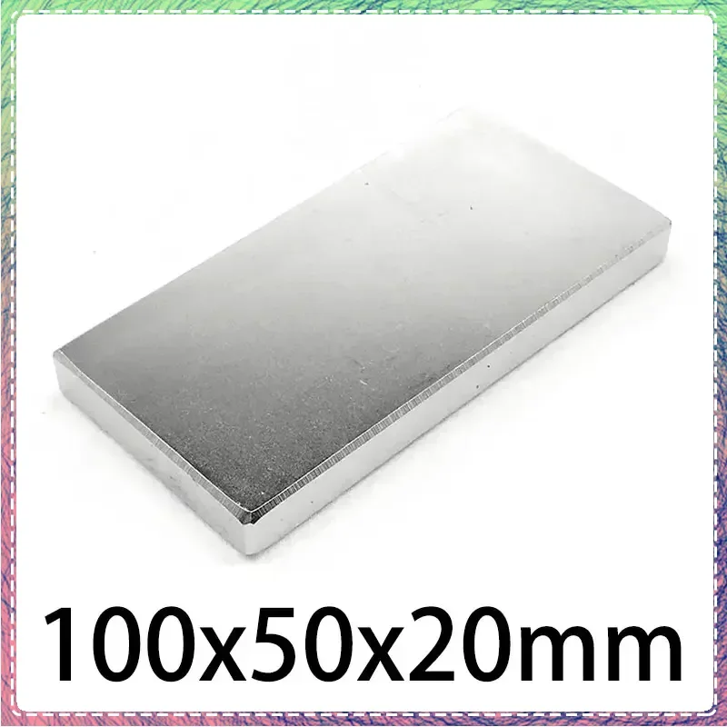 

1PC 100x50x10mm 100x50x20mm Big Block Strong Power Quadrate Neodymium Magnet N35 Permanent Magnetic Sheet Magnets Search Magnet