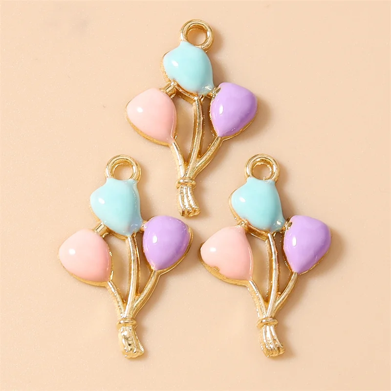 Leslie 20pcs 15x22mm Colorful Sweet Lovely Balloon Charms Enamel Pendants for DIY Earrings Necklace Jewelry Making Accessories