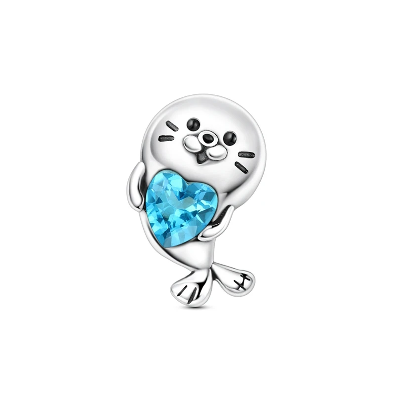 925 Sterling Silver Charms Bead CZ Zircon Seal Heart Hugging Dangle Fit Original Bracelet DIY Women Jewelry Gift