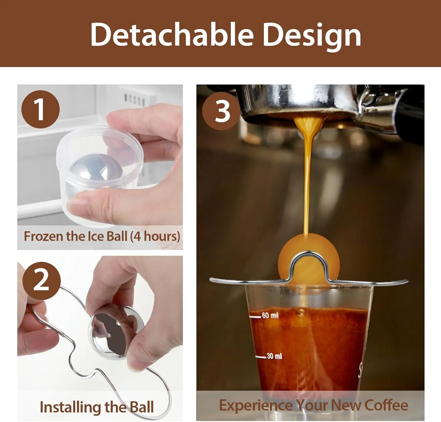 2 Pack Espresso Frozen Ball for Espresso, Stainless Steel Espresso Chilling Ball Espresso Cooler Espresso Machine Accessories
