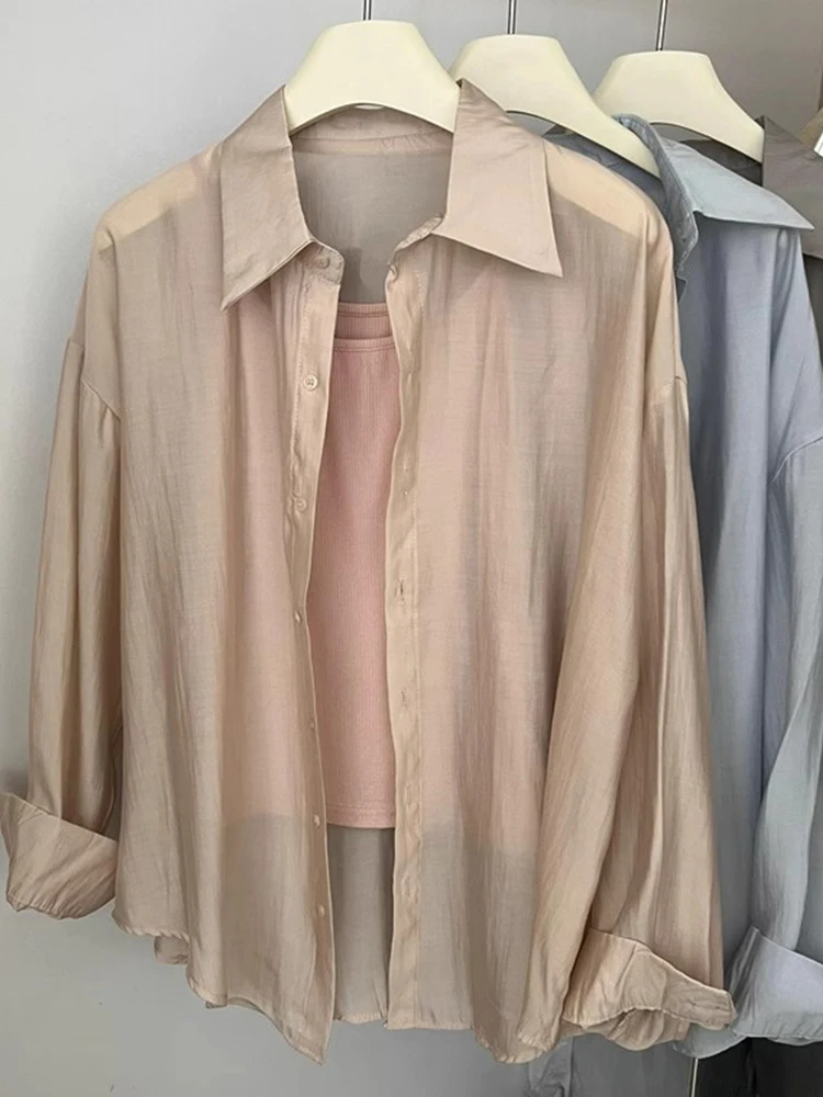 Ele Comfortable Breathable Cool Lightweight Sun Protection irt Casual Slim Long Sve Women's Top Sli Design Autum...