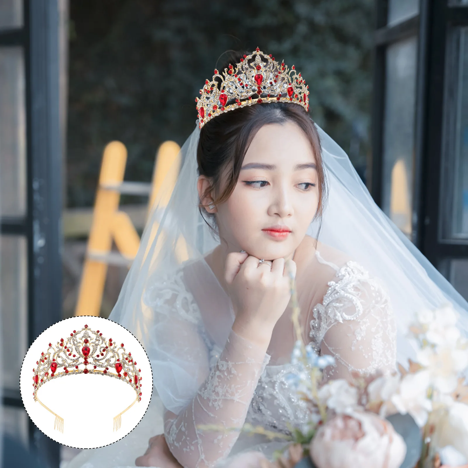 

Queen Crown Women Rhinestone Bridal Wedding Headdress Bride Hair Accessories Birthday Party Prom Crowns for Woman