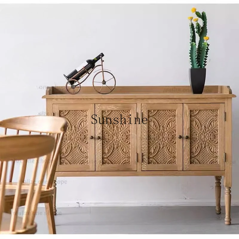 

Американский сельский резной край еды, северный ретро, простой входной шкаф для хранения из цельного дерева, изготовленный на заказ