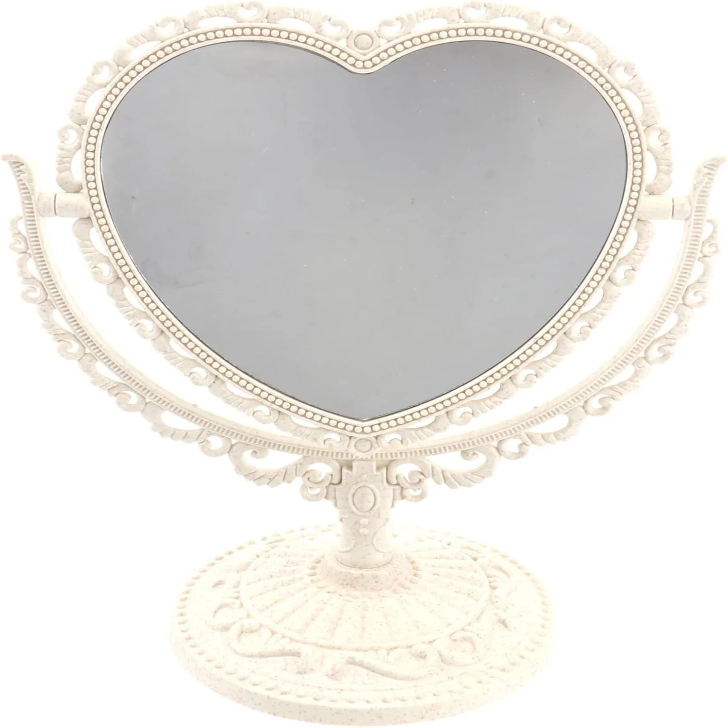 Double Sided  Tabletop Vanity  Heart, Rotatable  Heart Shaped  Vintage  Desktop for  Dressing Table Cute Vanity