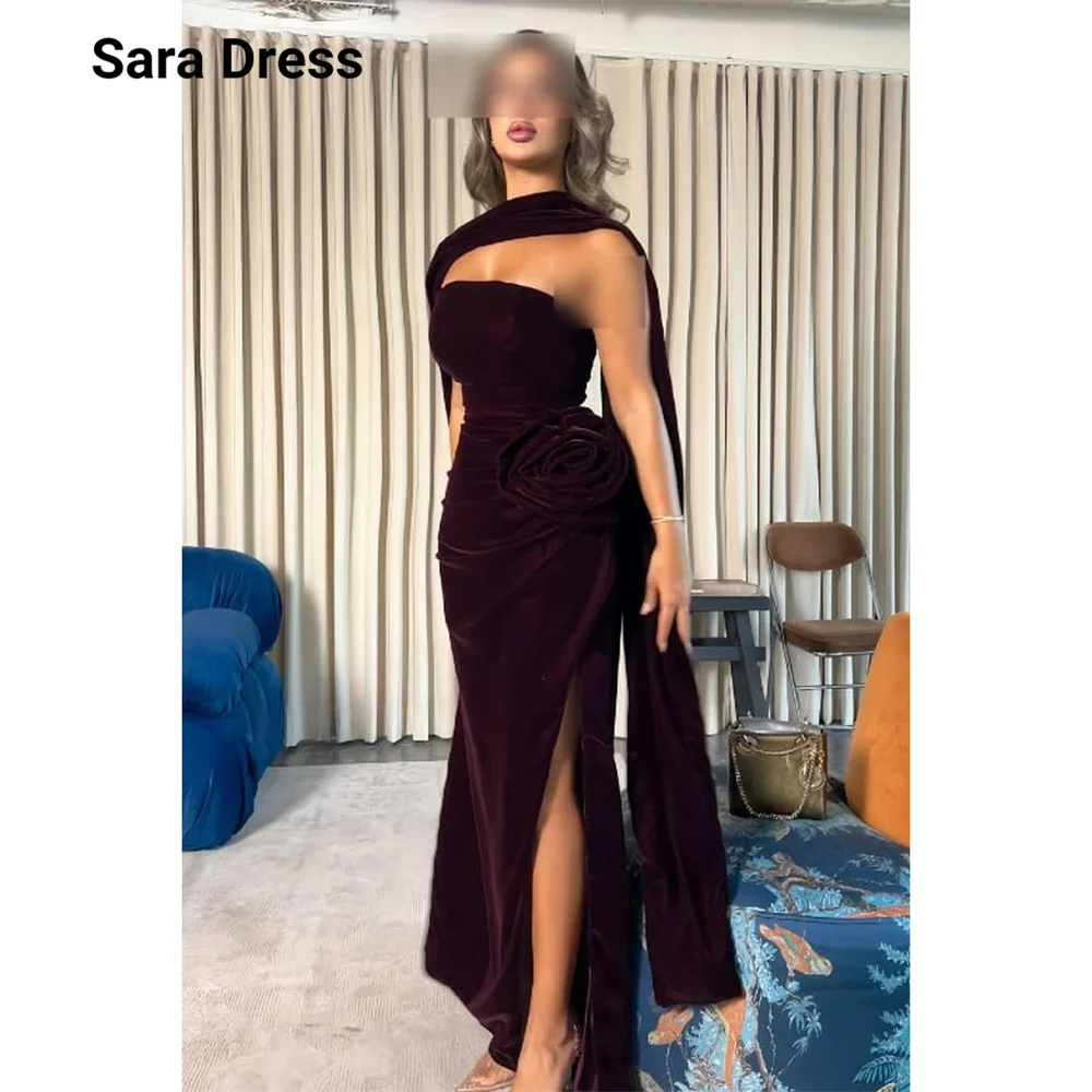 

Sara Custom Burgundy Side Slit Tube Top Sleeveless Elegant Evening Dresses for Woman Luxury Evening Dress 2026 Woman Party Women