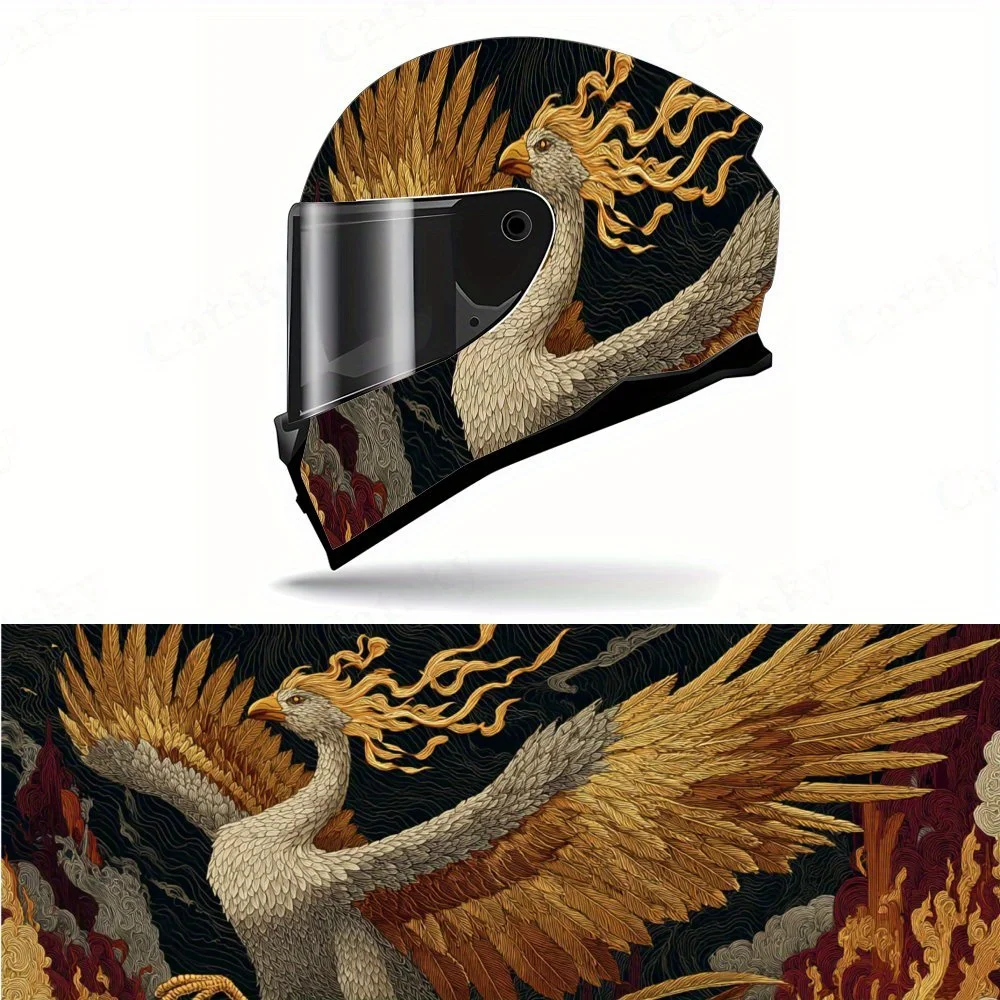 

Luxury phoenix with golden wings motorcycle vinyl wraps helmet decal,self-adhesive waterproof helmet decoration,universal motorc