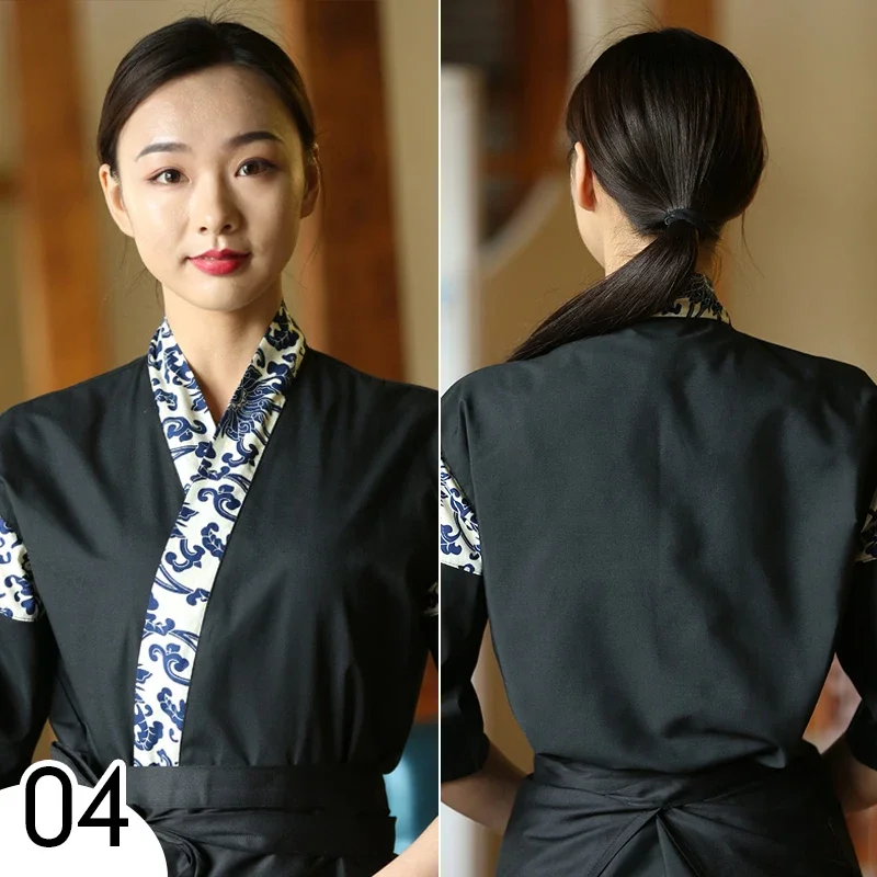 男性女性和風寿司シェフ着物ローブシェフコートジャケットレストランウェイターキッチンコック制服トップス作業服