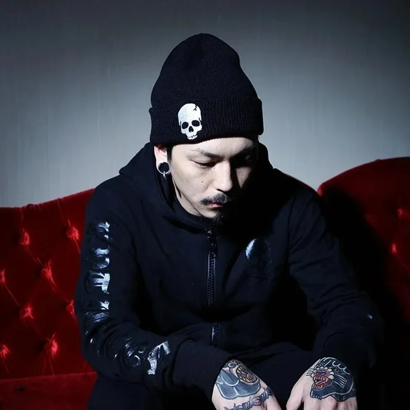 Autumn And Winter Women Cotton Wool Hat Personality Skeleton Knitting Hats Men And Women Keep Warm Hip-hop Skull Cap