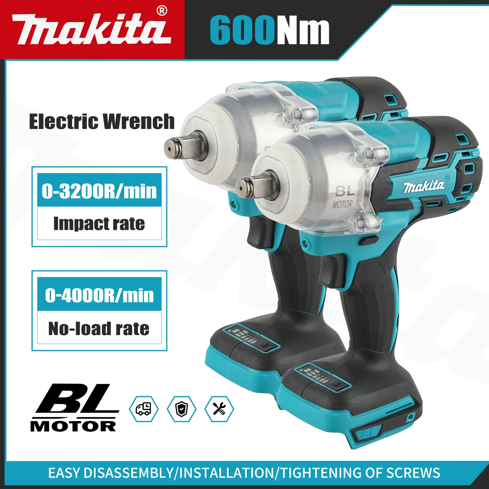 

Makita DTW600 18V cordless drill screwdriver brushless electric wrench high torque rechargeable electric tool torque wrench