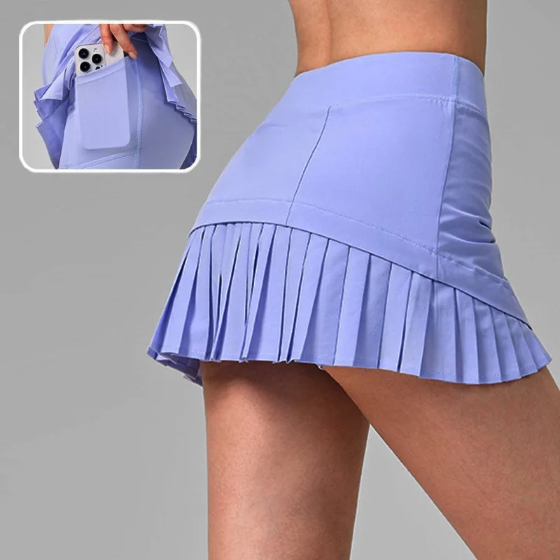 Cloud Rise Women Safe Tennis Skirts with Pocket Gym Golf Pleated Pantskirt Lady Sports Fitness High Waist Skort Jogger Shorts