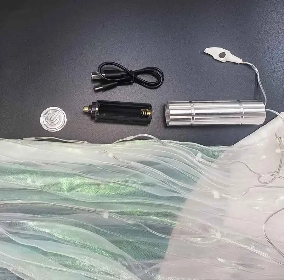 1 luminous dress, white dance props, belly dance performance costumes, suitable for: holiday gift (  no battery)